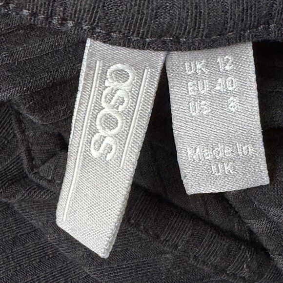 ASOS Ribbed Black V Neck Dress With Tie Bow On Back Size 8 - Picture 10 of 12